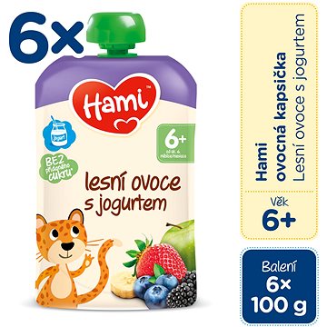 Obrázok 6x HAMI Kapsička ovocná Lesné ovocie s jogurtom 100 g, 6+