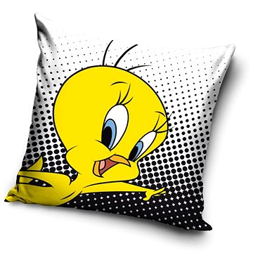 Obrázok CARBOTEX obliečka na vankúš Kanárik Tweety čierno-biely, 40 × 40 cm (5902689451034)