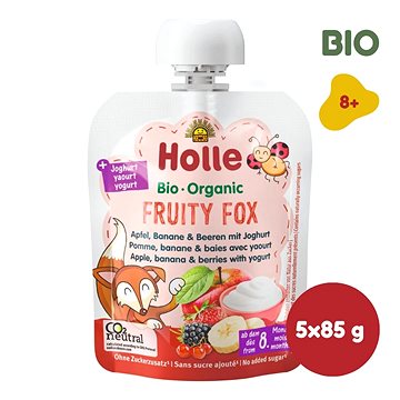 Obrázok HOLLE Fruity fox bio detské ovocné pyré s jogurtom 5× 85 g (7640230490337)