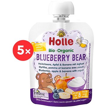 Obrázok HOLLE Blueberry bear bio detské ovocné pyré s jogurtom 5× 85 g (7640161879768)