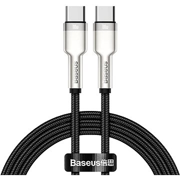 Obrázok Baseus Cafule Series nabíjecí / datový kabel USB-C samec na USB-C samec s kovovými koncovkami 100W 1m, černá, CATJK-C01