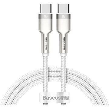 Obrázok Baseus Cafule Series nabíjecí / datový kabel USB-C samec na USB-C samec s kovovými koncovkami 100W 1m, bílá, CATJK-C02