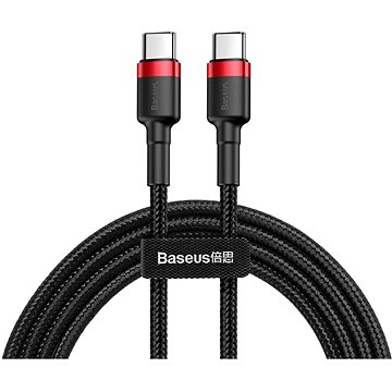 Obrázok Baseus Cafule kábel USB-C / USB-C 60W QC 3.0 1m, čierno/červený (CATKLF-GG1)