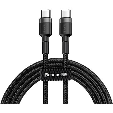 Obrázok Baseus Cafule kábel USB-C / USB-C PD2.0 QC3.0 3A 2m, čierny/sivý (CATKLF-HG1)