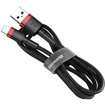 Obrázok Baseus Cafule nabíjecí / datový kabel USB na Lightning 2,4A 0,5m, červená-černá, CALKLF-A19