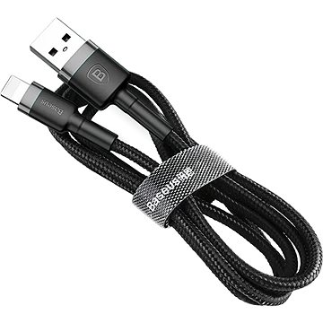 Obrázok Baseus Cafule kábel USB / Lightning QC 3.0 2.4A 1m, čierny/sivý (CALKLF-BG1)