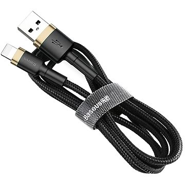 Obrázok Baseus Cafule kábel USB / Lightning QC3.0 1m, čierny/zlatý (CALKLF-BV1)