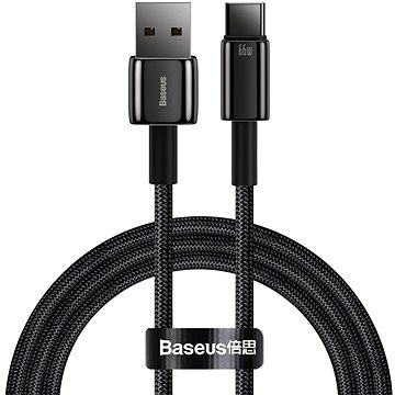 Obrázok Baseus Tungsten kábel USB / USB-C QC 66W 6A 1m, čierny (CATWJ-B01)