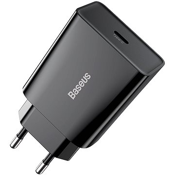 Obrázok Baseus Speed Mini sieťová nabíjačka USB-C 20W 3A PD QC, čierna (CCFS-SN01)