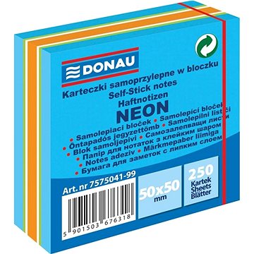 Obrázok Donau Blok kocka samolepiaca neon modrá 50x50 mm (250l)