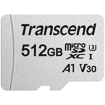 Obrázok Transcend microSDXC 300S-A 512GB Class 10 UHS-I U3 V30 A1, TS512GUSD300S-A-549635