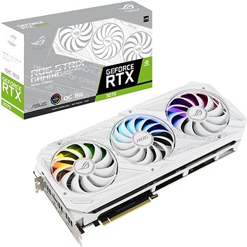 Obrázok ASUS VGA NVIDIA ROG Strix GeForce RTX 3070 V2 White OC Edition, RTX 3070 LHR, 8GB GDDR6, 3xDP, 2xHDMI, 90YV0FR9-M0NA00