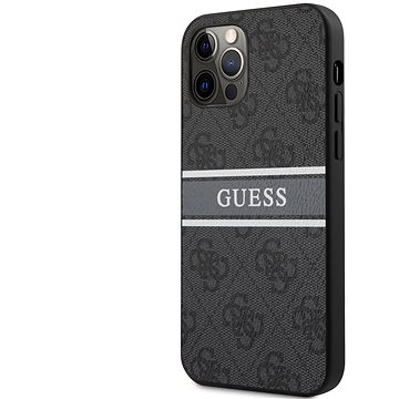 Obrázok Guess PU 4G Printed Stripe Zadný Kryt pre Apple iPhone 12/12 Pro Grey (3700740504451)