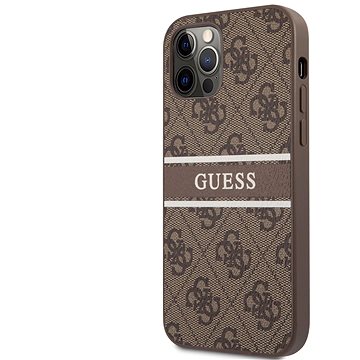 Obrázok Guess PU 4G Printed Stripe Zadný Kryt pre Apple iPhone 12/12 Pro Brown (3700740504482)