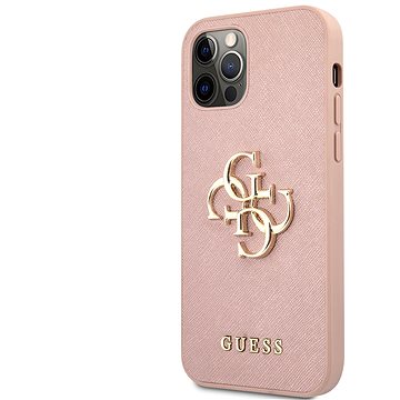 Obrázok Guess PU Saffiano Big 4G Metal Logo Zadný Kryt pre Apple iPhone 12/12 Pro Pink (3700740504697)