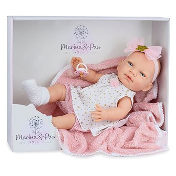 Obrázok MARINA & PAU - 1612-K Bábika s dečkou - bábätko New Born dievčatko - 45 cm