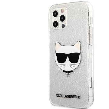 Obrázok Karl Lagerfeld Choupette Head Glitter Kryt na Apple iPhone 12/12 Pro Silver (3700740502570)