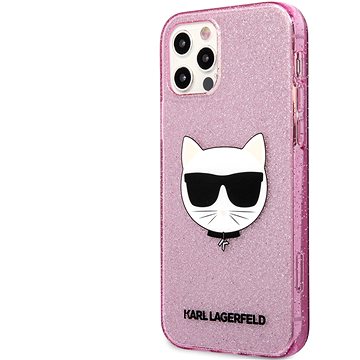 Obrázok Karl Lagerfeld Choupette Head Glitter Kryt na Apple iPhone 12/12 Pro Pink (3700740502662)