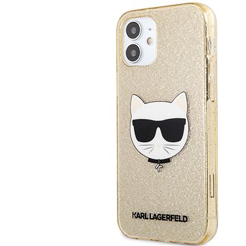 Obrázok Karl Lagerfeld Choupette Head Glitter Kryt na Apple iPhone 12 mini Gold (3700740502624)