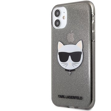 Obrázok Karl Lagerfeld Choupette Head Glitter Kryt na Apple iPhone 11 Black (3700740503409)