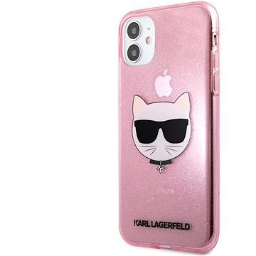 Obrázok Karl Lagerfeld Choupette Head Glitter Kryt na Apple iPhone 11 Pink (3700740503423)