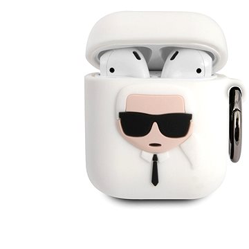 Obrázok Karl Lagerfeld Karl Head Silikónové Puzdro pre Airpods 1/2 White (3700740494448)