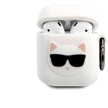 Obrázok Karl Lagerfeld Choupette Head Silikónové Puzdro pre Airpods 1/2 White (3700740494462)