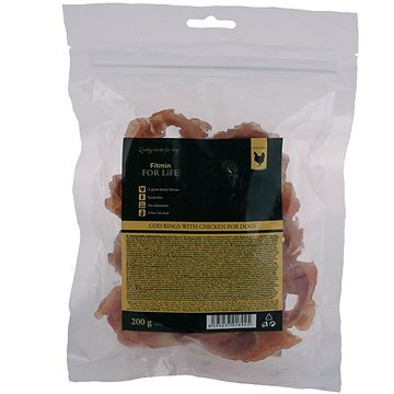 Obrázok Fitmin FFL dog treat cod rings with chicken 200 g (8595237018925)