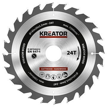 Obrázok Pílový kotúč Kreator KRT020414 na drevo 185mm, 24T KRT020414