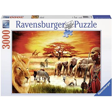 Obrázok Puzzle RAVENSBURGER 3000 dílků - Savana - hrdí Masajové