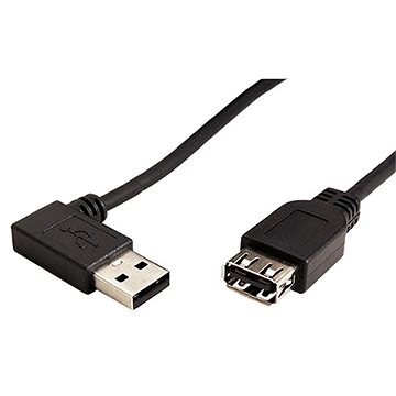 Obrázok Kábel USB 2.0 A-A 45cm prodlužovací, lomený vlevo, černý