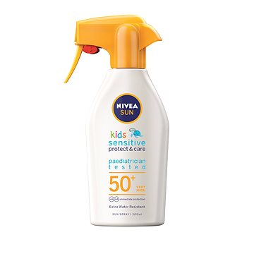 Obrázok Nivea Sun Kids Protect & Care Sensitive Sun Spray SPF50+ 300 ml detský sprej na opaľovanie pre citlivú pokožku pre deti