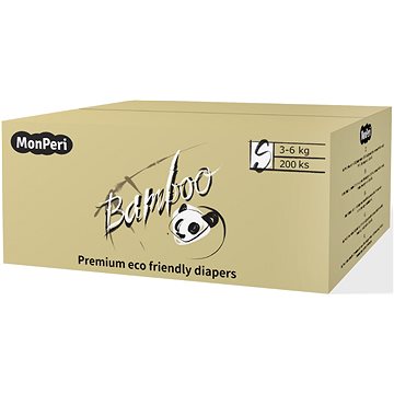 Obrázok MonPeri Bamboo EKO S (veľ. 2) 3 – 6 kg, Mega pack 200 ks (8594169731551)