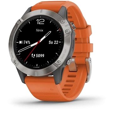 Obrázok Garmin fenix6 Sapphire, Titanium/Orange Band (MAP/Music) (010-02158-14)