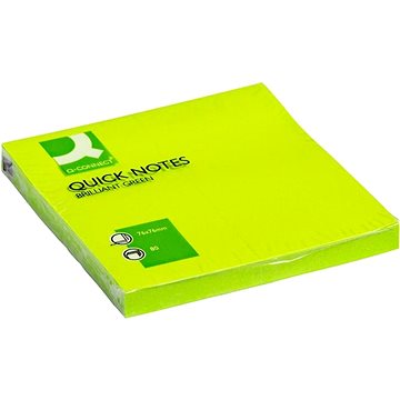 Obrázok Q-Connect Blok kocka samolepiaca neon.zelená 76x76mm (75listov)