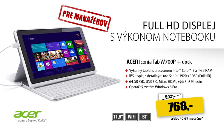 Acer Iconia Tab W700P