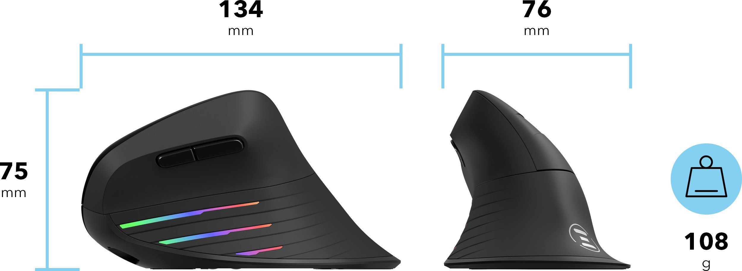 Myš Eternico Rechargeable Vertical Mouse MV400 černá