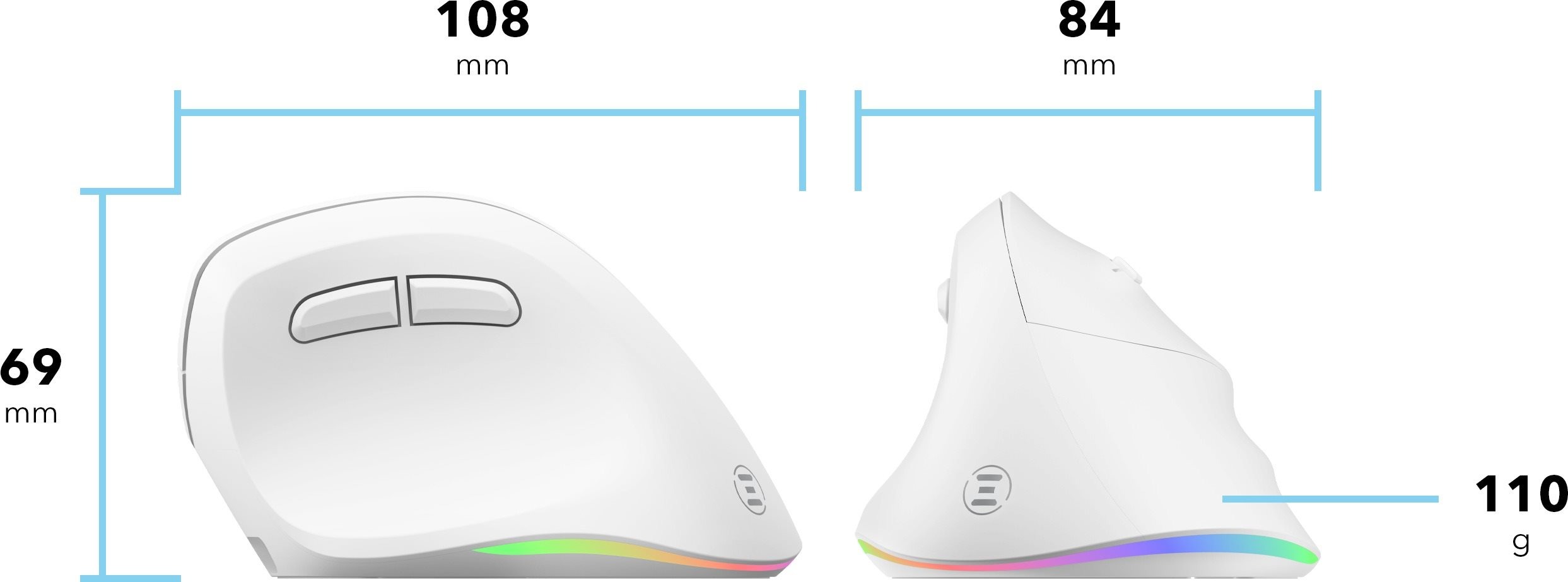 Myš Eternico Wireless Vertical Mouse MVS490 bílá
