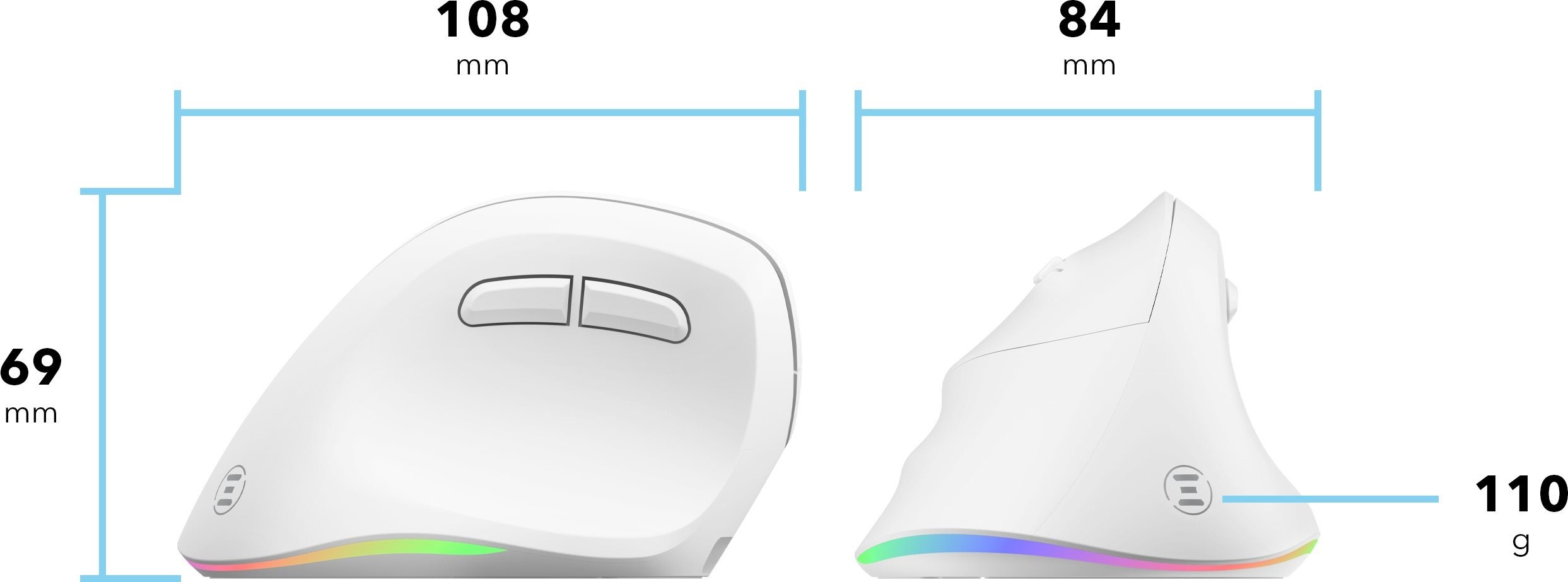 Myš Eternico Wireless Vertical Mouse MVS490 pro leváky bílá