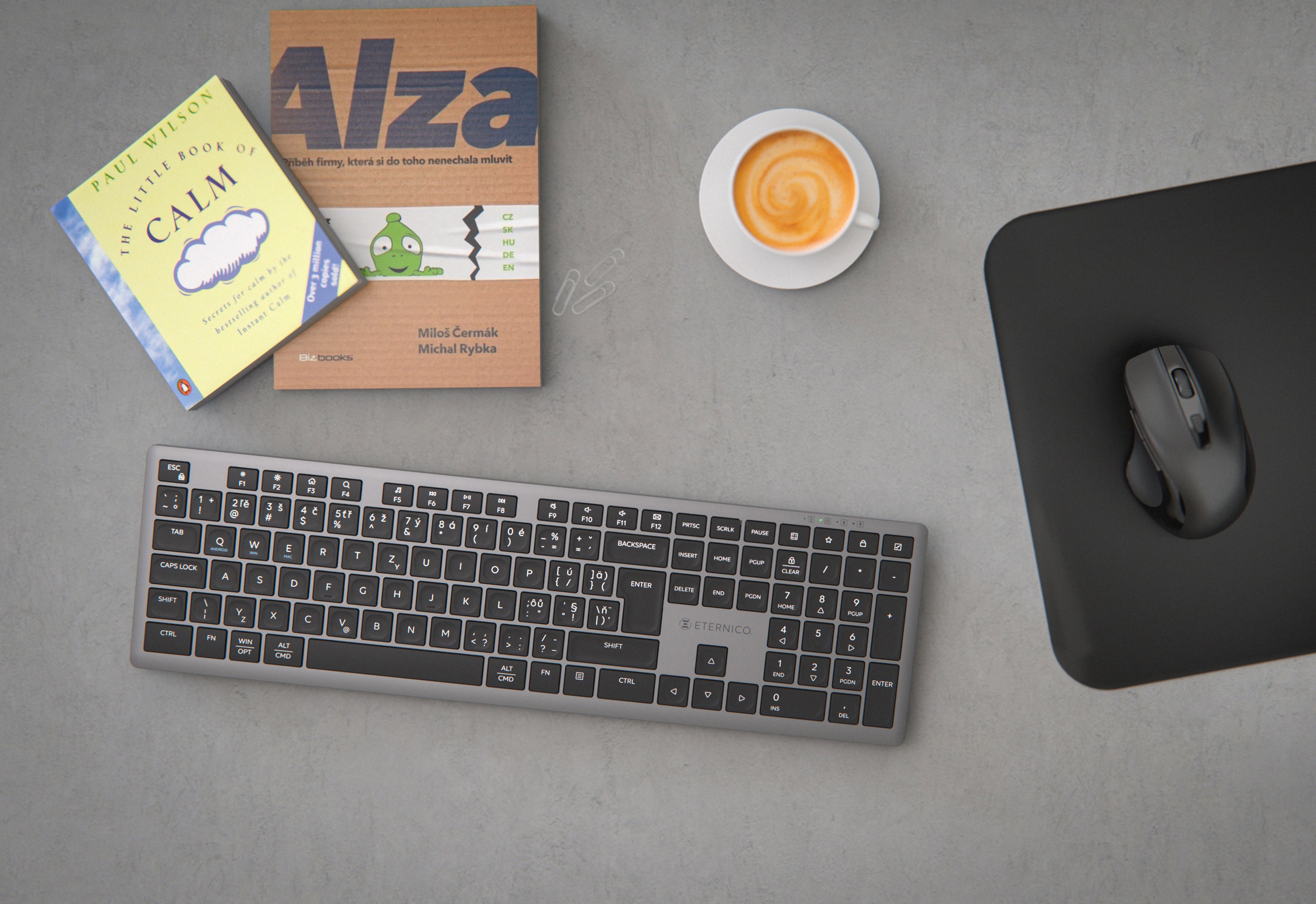 Klávesnice Eternico Wireless Keyboard KS2370 stříbrnočerná - CZ/SK