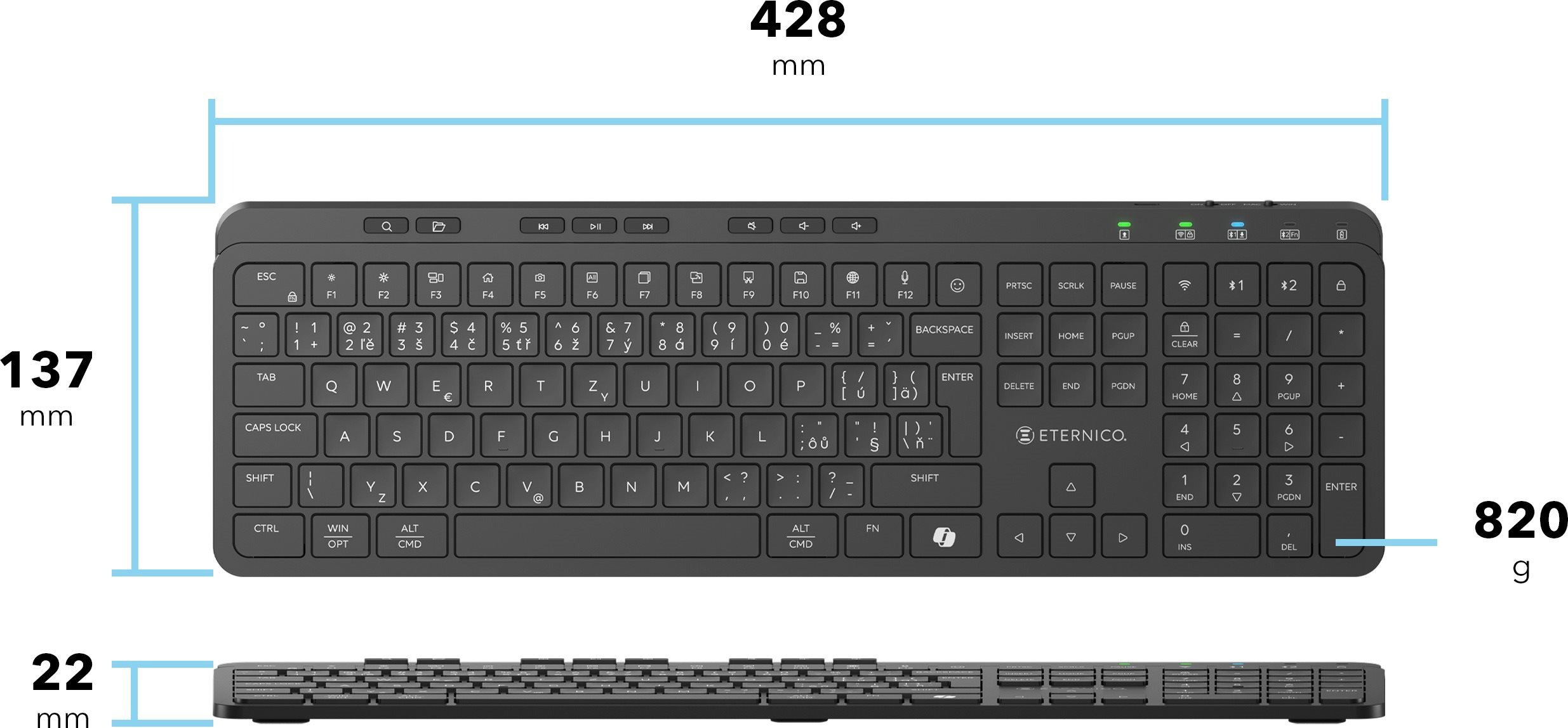 Klávesnice Eternico Wireless Keyboard KSB3250 CZ/SK