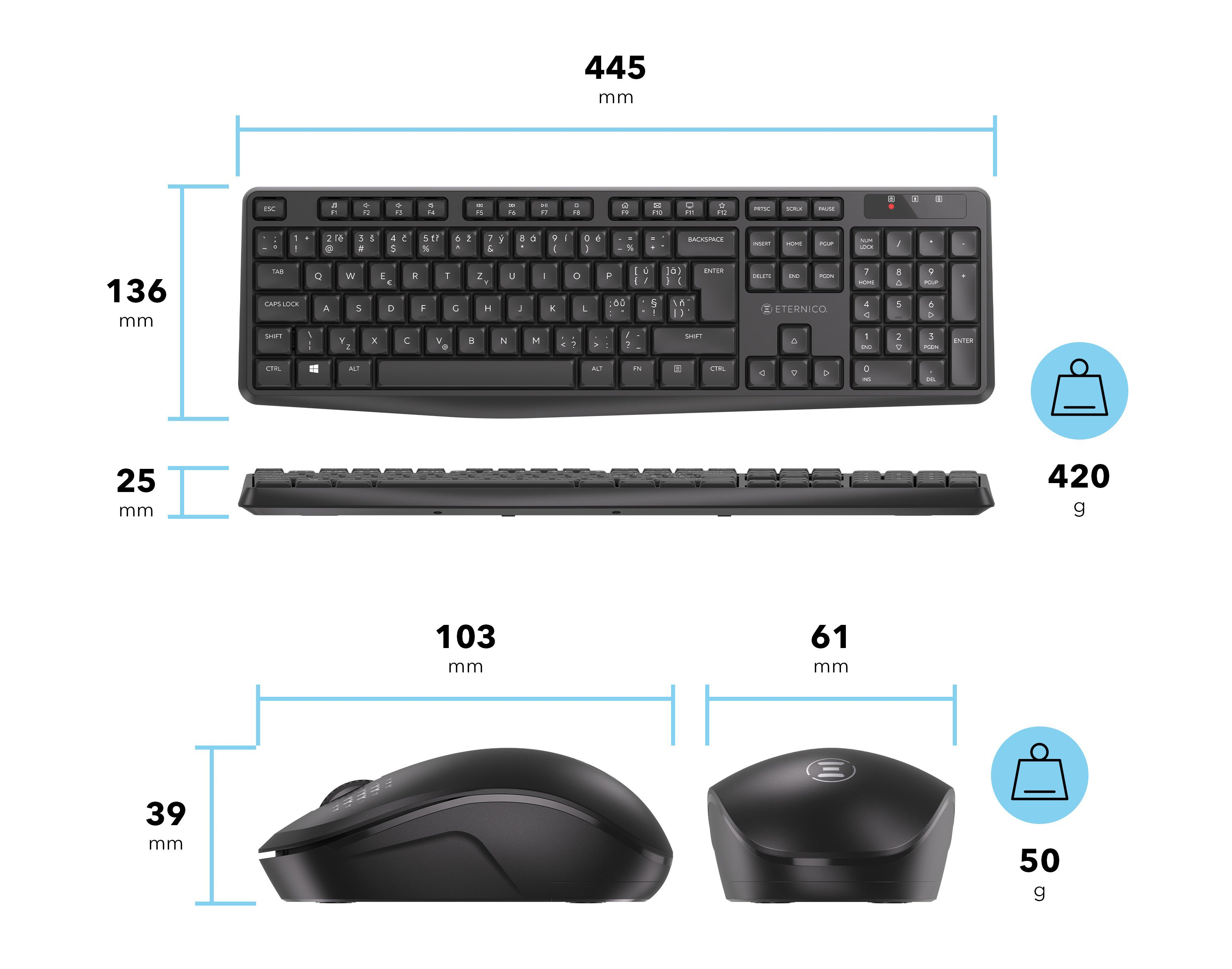 Set klávesnice a myši Eternico Wireless set KS4100 - CZ/SK