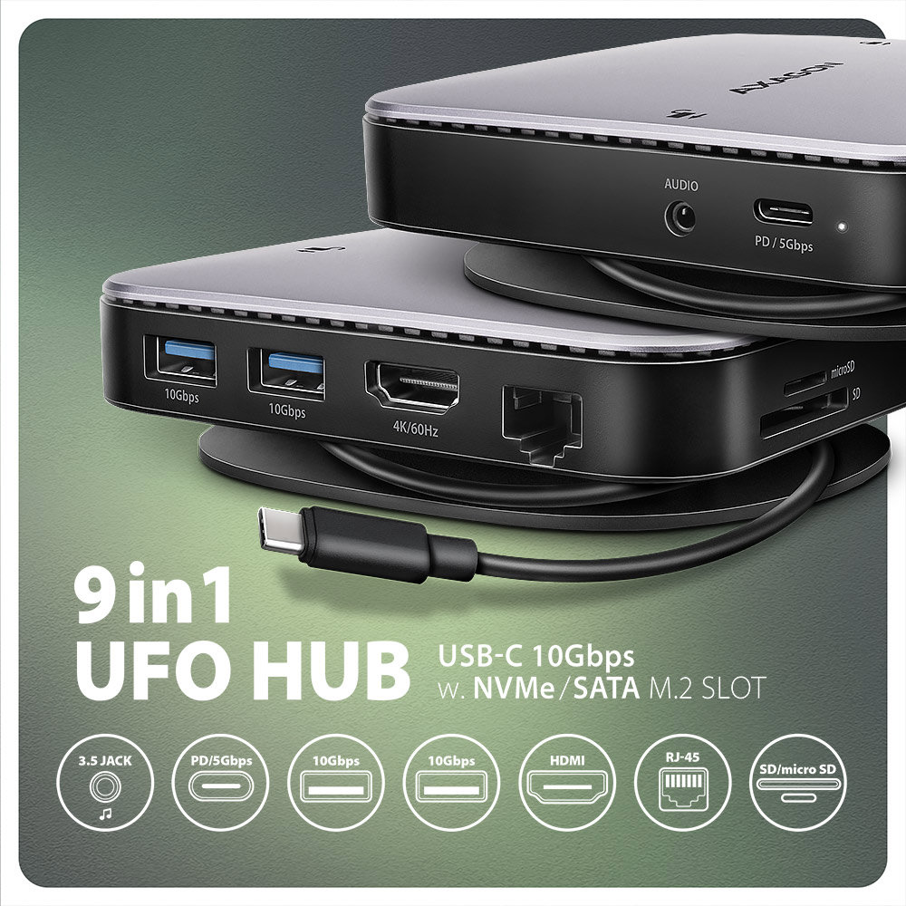 AXAGON HMC-UFO 9in1 – dokovací stanice / replikátor