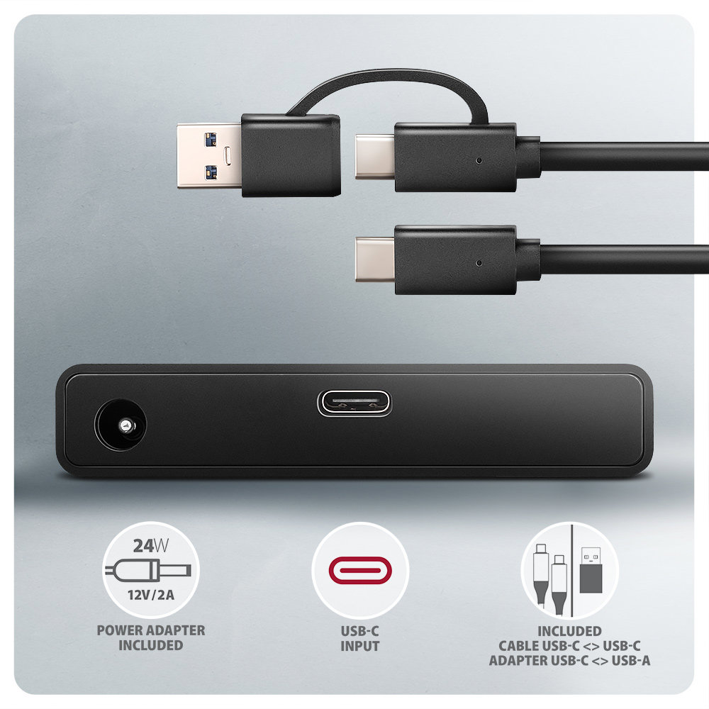 AXAGON ADSA-FPX Kabel USB-C>USB-C a redukce USB-C > USB-A v balení