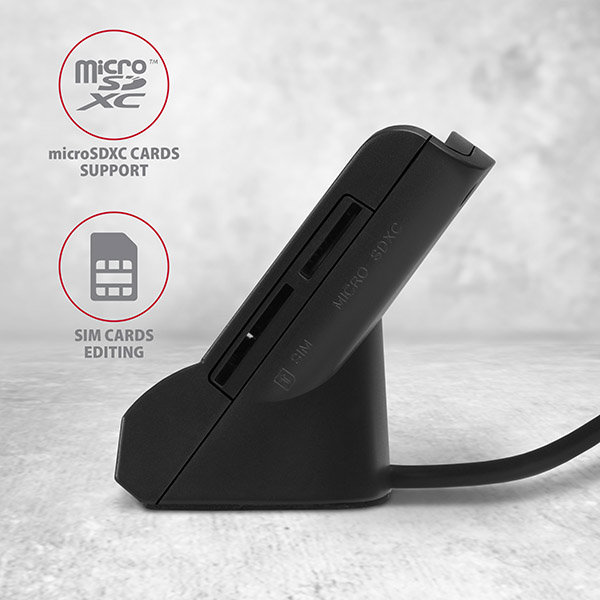 AXAGON CRE-SM2 Slot pro SIM kartu a micro SD kartu