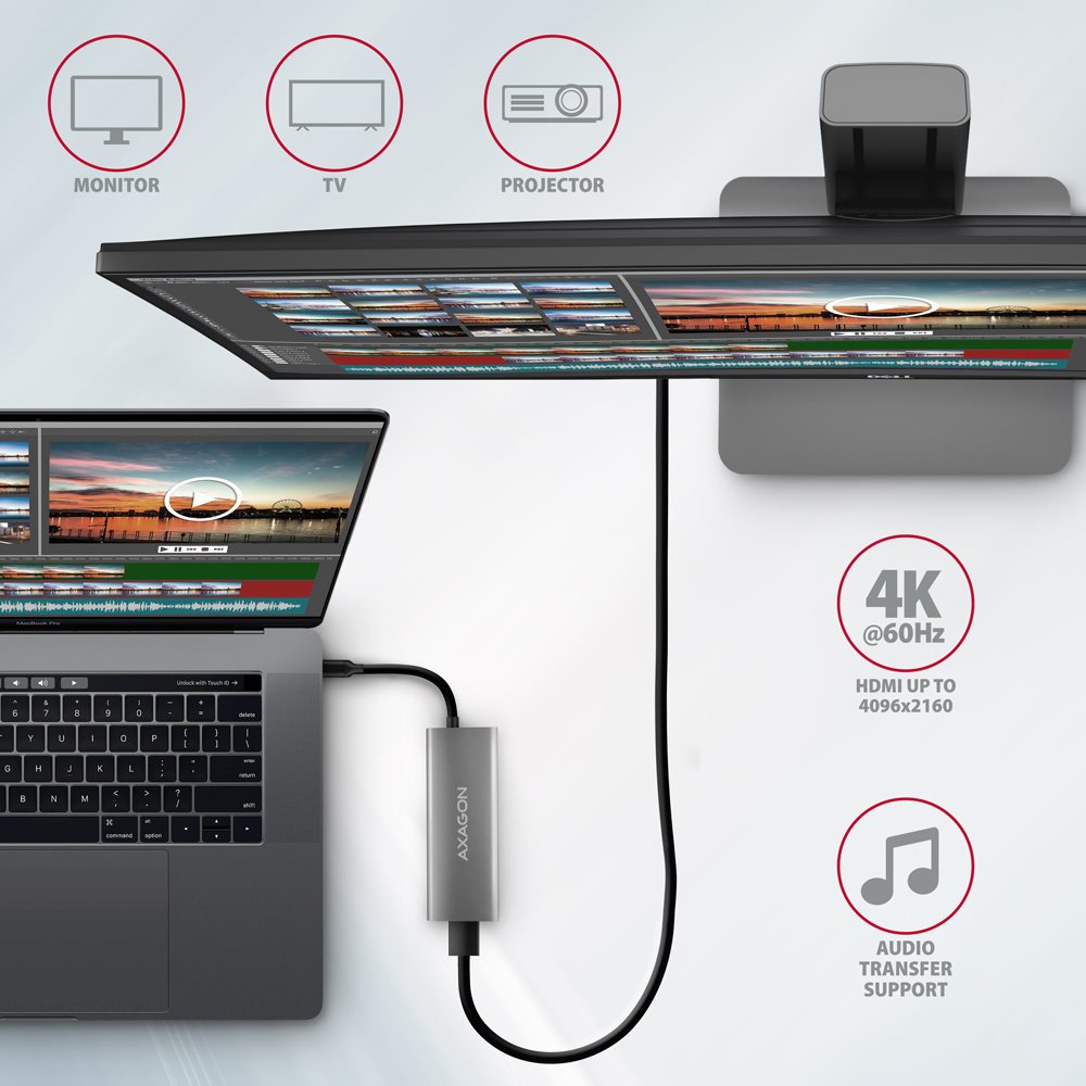 AXAGON HMC-5G2 připojení  počítače k monitoru