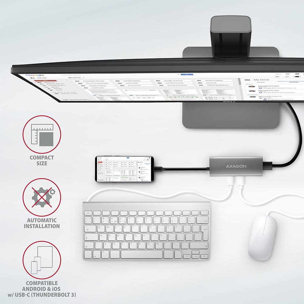 AXAGON HMC-5G2hub  připojení  monitoru k telefonu
