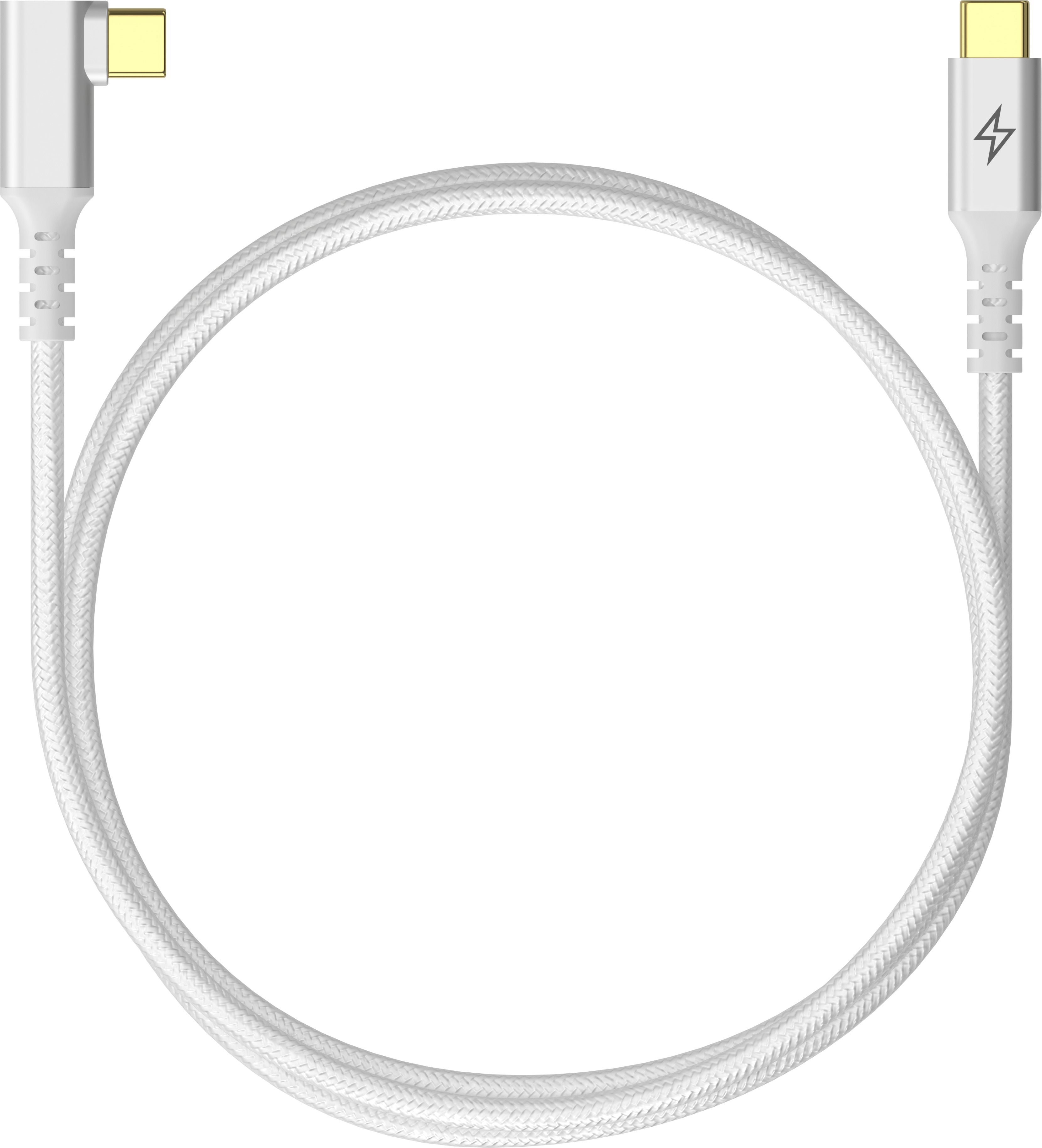 Datový kabel AlzaPower 90AluCore USB-C to USB-C 2.0, 100W, 1m - stříbrný