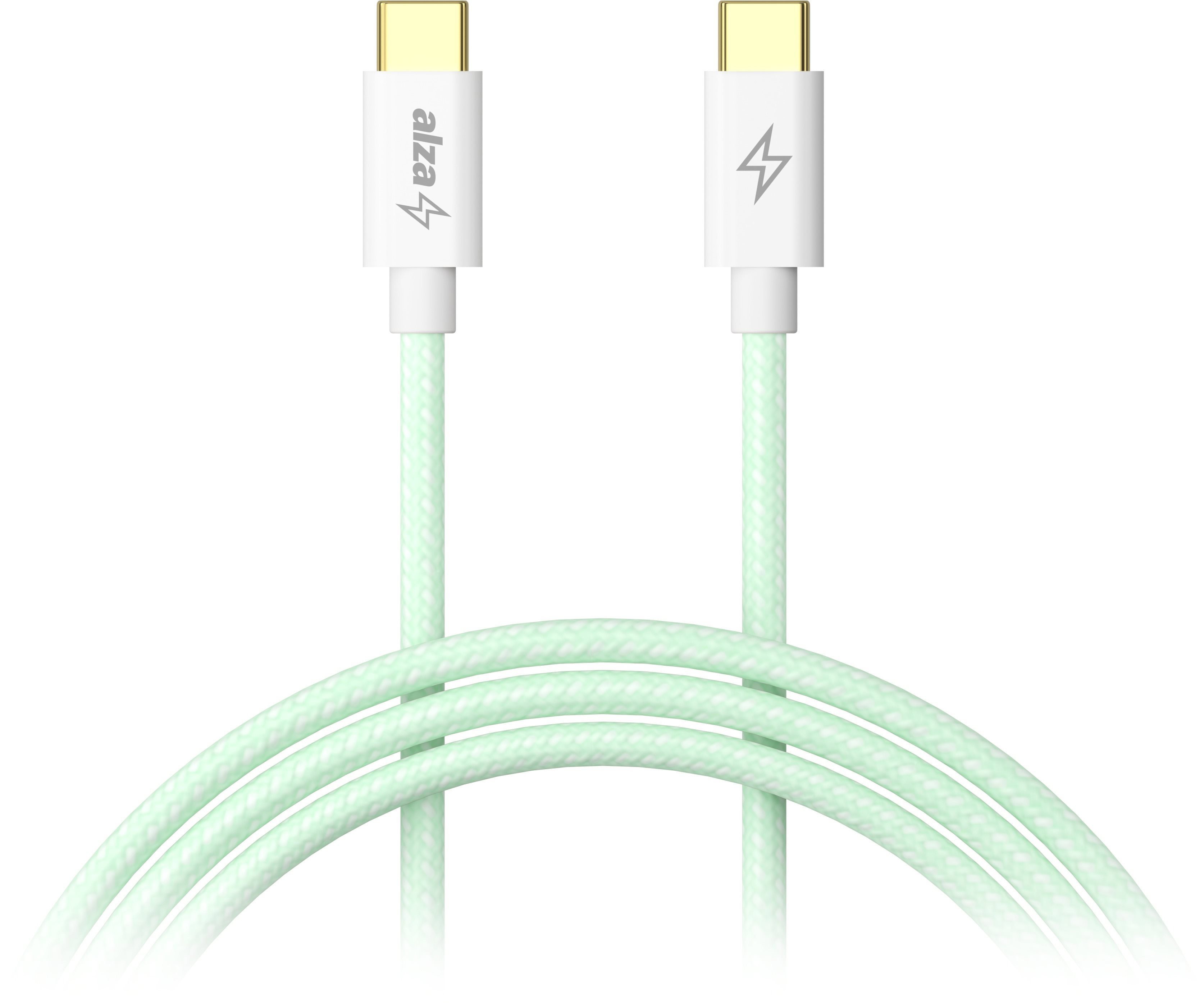 Datový kabel AlzaPower CompactCore USB-C to USB-C 2.0, 100W, 1m - světle zelený