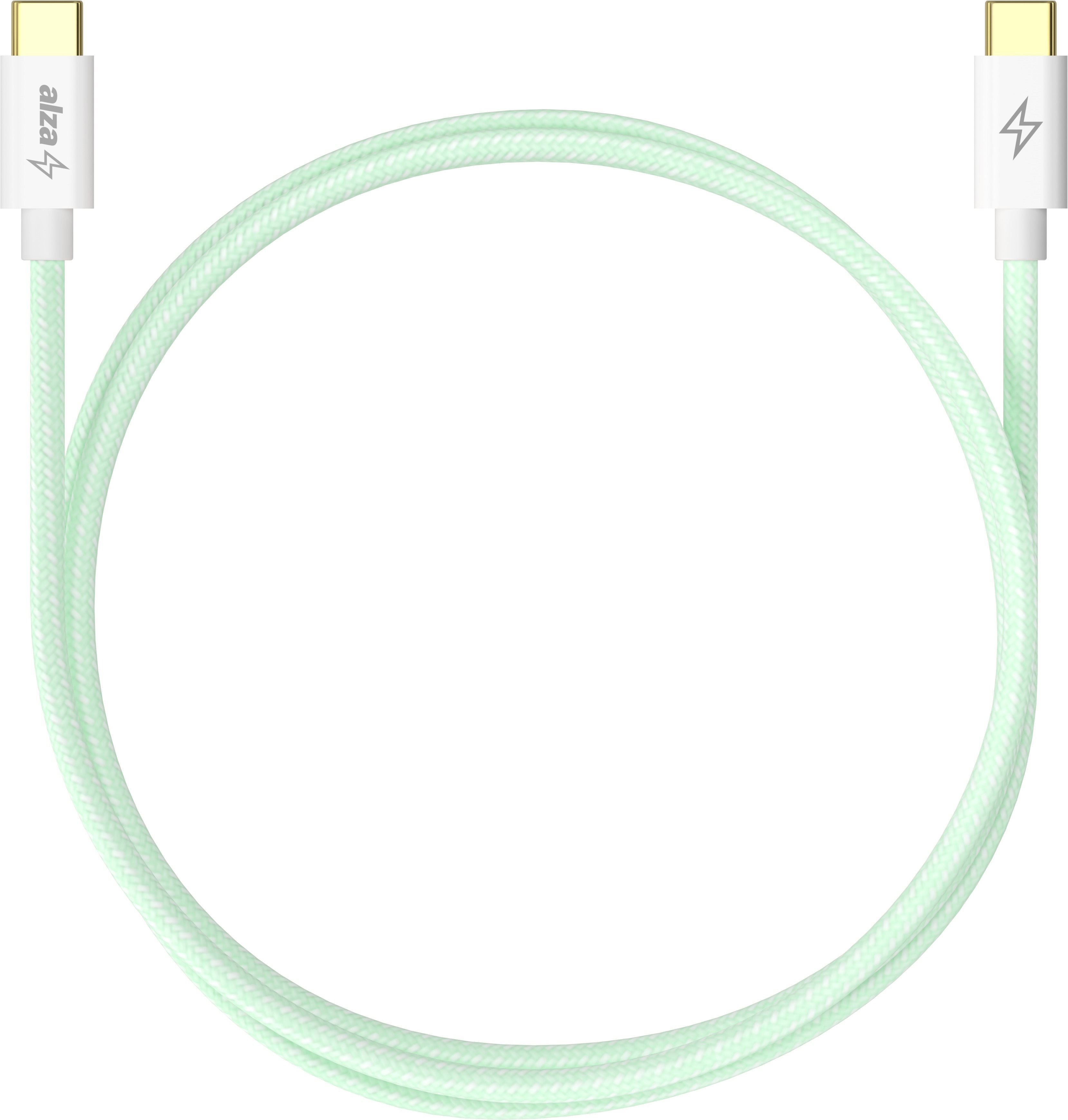 Datový kabel AlzaPower CompactCore USB-C to USB-C 2.0, 100W, 1m - světle zelený